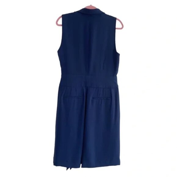 Lauren Ralph Lauren Belted Georgette Sleeveless Romper Refined Navy Size 10 - Picture 7 of 14